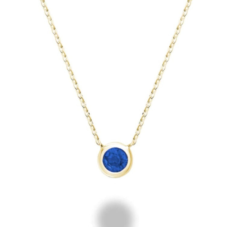 Blue Sapphire Bezel Set Necklace