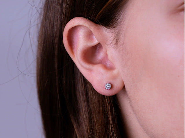 Diamond Cluster Stud Earrings