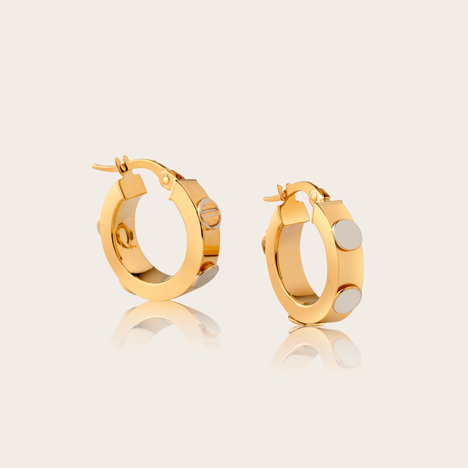 Mini Yellow and White Gold Hoop Earrings